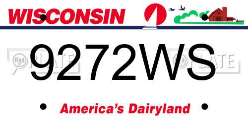 9272WS Wisconsin License Plate