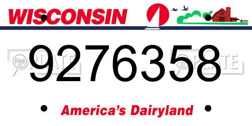9276358 Wisconsin License Plate