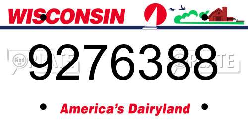 9276388 Wisconsin License Plate