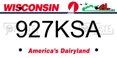 927KSA Wisconsin License Plate