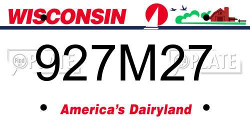 927M27 Wisconsin License Plate