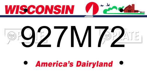927M72 Wisconsin License Plate