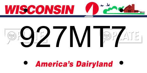 927MT7 Wisconsin License Plate
