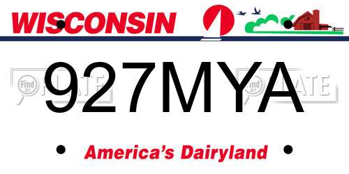 927MYA Wisconsin License Plate