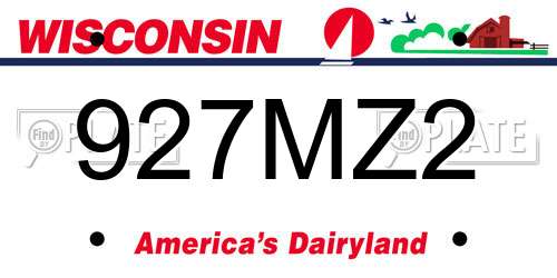 927MZ2 Wisconsin License Plate