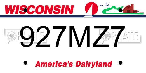 927MZ7 Wisconsin License Plate