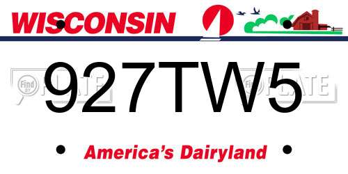 927TW5 Wisconsin License Plate