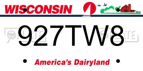 927TW8 Wisconsin License Plate