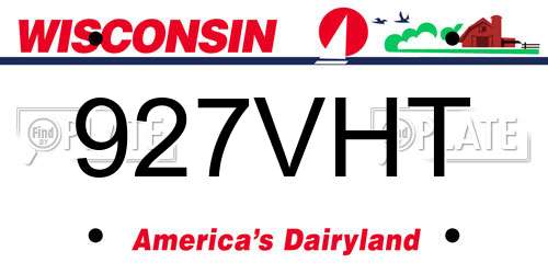927VHT Wisconsin License Plate