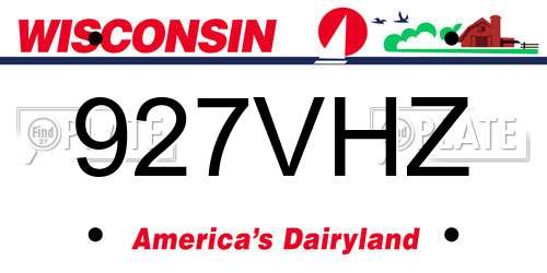 927VHZ Wisconsin License Plate