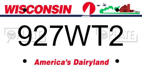 927WT2 Wisconsin License Plate
