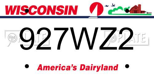 927WZ2 Wisconsin License Plate