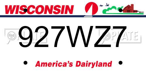 927WZ7 Wisconsin License Plate