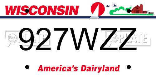 927WZZ Wisconsin License Plate