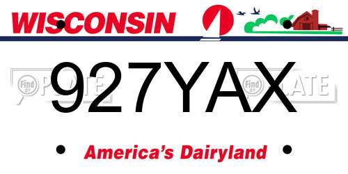 927YAX Wisconsin License Plate