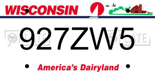 927ZW5 Wisconsin License Plate
