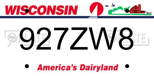 927ZW8 Wisconsin License Plate