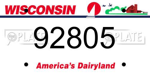 92805 Wisconsin License Plate
