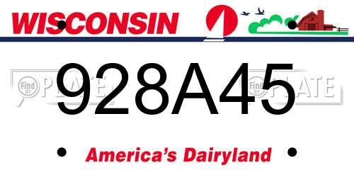 928A45 Wisconsin License Plate