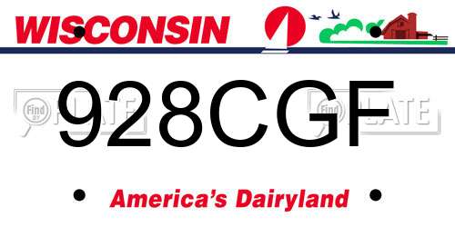 928CGF Wisconsin License Plate