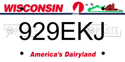 929EKJ Wisconsin License Plate