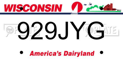 929JYG Wisconsin License Plate