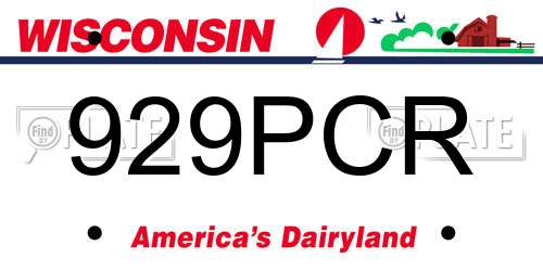 929PCR Wisconsin License Plate