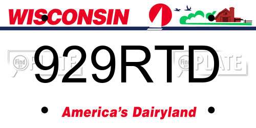 929RTD Wisconsin License Plate