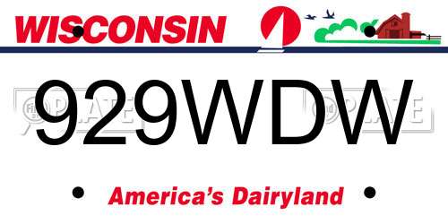 929WDW Wisconsin License Plate