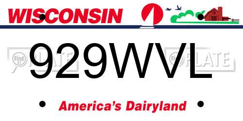 929WVL Wisconsin License Plate