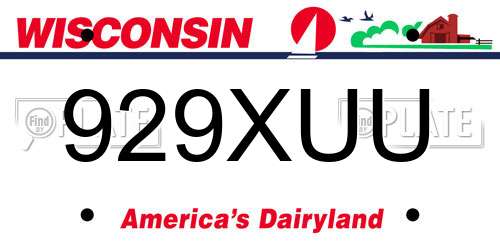 929XUU Wisconsin License Plate