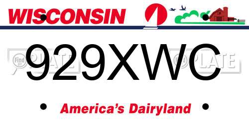 929XWC Wisconsin License Plate