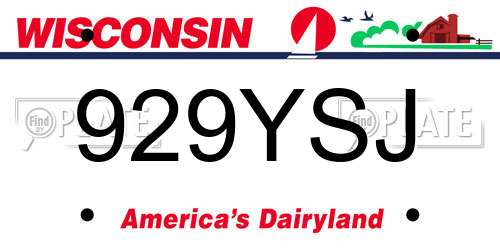 929YSJ Wisconsin License Plate