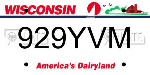 929YVM Wisconsin License Plate