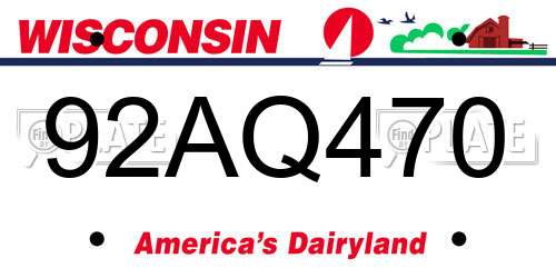 92AQ470 Wisconsin License Plate