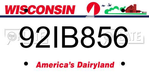 92IB856 Wisconsin License Plate