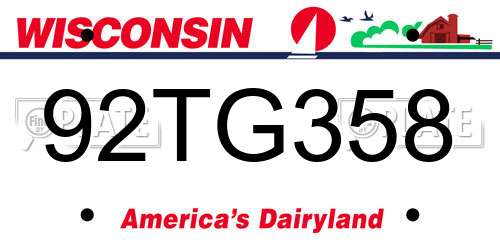 92TG358 Wisconsin License Plate