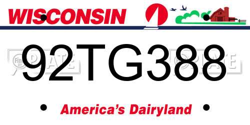92TG388 Wisconsin License Plate