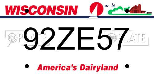 92ZE57 Wisconsin License Plate