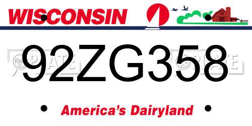 92ZG358 Wisconsin License Plate