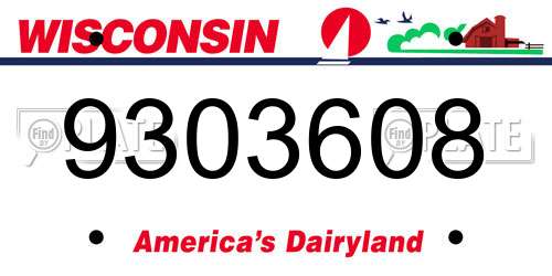 9303608 Wisconsin License Plate