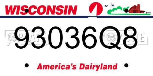 93036Q8 Wisconsin License Plate