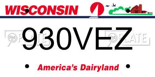 930VEZ Wisconsin License Plate
