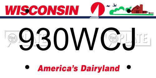 930WCJ Wisconsin License Plate