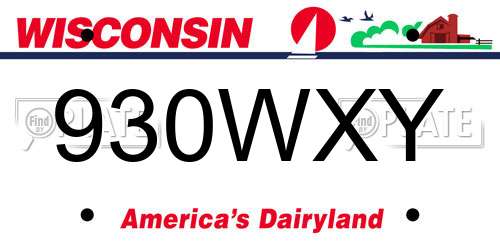 930WXY Wisconsin License Plate