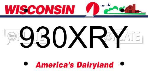 930XRY Wisconsin License Plate