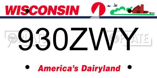 930ZWY Wisconsin License Plate