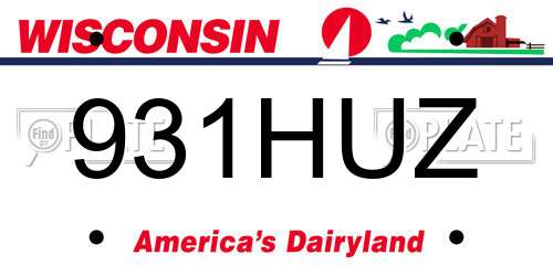 931HUZ Wisconsin License Plate
