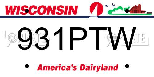 931PTW Wisconsin License Plate