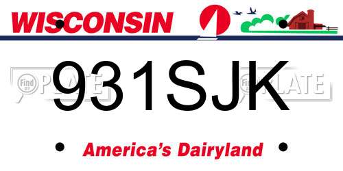 931SJK Wisconsin License Plate